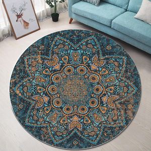 Carpets Moroccan Bohemian Style Japanese Round Carpet Sofa Furniture Floor Cushion Crystal Velvet Coffee Table Blanket Bedroom Decor