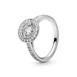 Винтажный круг обручальное кольцо для Pandora Real Sterling Silver Party Jewelry For Women Grives Grives Gift Cz Riamond Engagement Luxury Rings с оригинальной коробкой