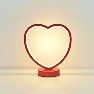 Table Lamps Red Heart Shape For Wedding Love Desk Lamp Bedroom Bedside LED Night Light Living Room Valentine's Day Gifts