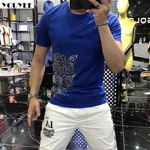 Erkekler Tişörtler Tshirt Erkekler Leopar Rhinestone En İyi Kalı günkü rahat Slim Fit Yaz Kişiselleştirilmiş Trendi artı erkek tişört giyim 5xl Z0221