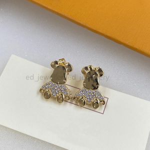 2022 Luxur Designer H￶gkvalitativa Studs Brand Gold Butterfly Little Bear Earrings Women's Party Wedding Par Gift Smycken 925 Silver