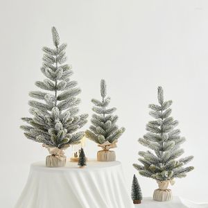 クリスマスの装飾木の黄麻布群れ雪のシーンアレンジメントナビダッドデスクトップ装飾ホーム人工木