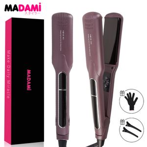 Hårrätare Professionella hårstrånare Curler Wide Plate Ceramic Hair Flat Irons Keratinbehandling 230 MCH Snabb värme Salon Styler 230220