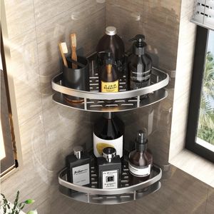 Badrumshyllor Nodrill Wall Mount Corner Shelf Dusch Storage Rack Holder For WC Shampoo Organizer Accessories 230221