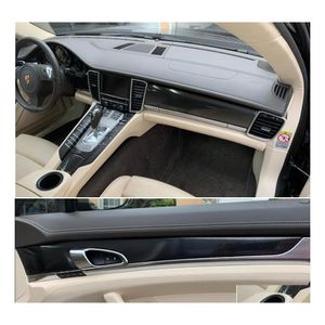 Car Stickers For Porsche Panamera 2010 Interior Central Control Panel Door Handle Carbon Fiber Decals Styling Accessorie Drop Delive Dhkeh