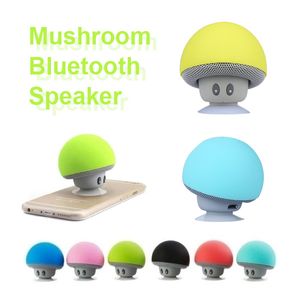 Mini Mushroom Bluetooth-högtalare Bärbar vattentät silikon smarta högtalare för dusch utomhussporter med sugbilstillbehör i detaljförpackningen