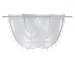 Curtain 1 Panel Window Valance Sheer Balloon Shades Embroidered Lace Tiers