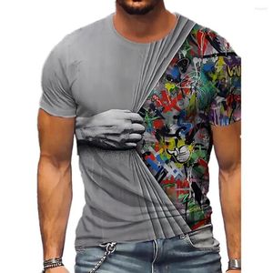 Herren-T-Shirts atmungsaktiv 3D Digitaldruck T-Shirt Musele Printed Pulllover Kurzarm Sporthemd Sommer T-Shirt Kleidung männlich
