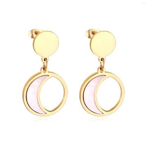 Brincos de argola 2023 Design Solid Solldle Dangle Gold Color Oval Lua Lua