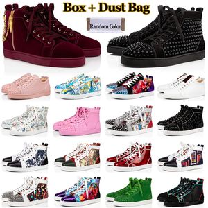 Red Bottoms Designer Shoes Luxury Mens Women High Low Top Casual Sneakers Studded Spikes Suede Leather Flat Big Size 13