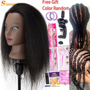 Peruk Caps Afro Mannequin Heads för flätning Maniqui Hair Dolls Real Human Training Frisör Modell Natural Women's Frisör Kit Wigs 230220