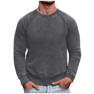 Camisetas para hombres camiseta para hombres 2023 cuello redondo color sólido sólido suéter de manga larga raglan camisetas vintage gota