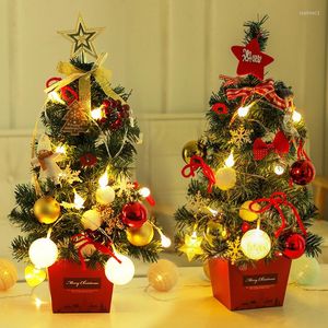 Piano d'appoggio per mini albero con decorazioni natalizie con luci 50 cm.60 cm.90 cm Set rosso dorato