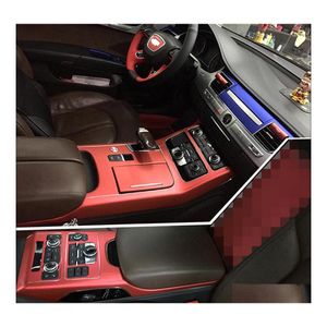 Adesivi per auto Carstyling 3D 5D Fibra di carbonio Interni Console centrale Cambia colore Stampaggio Decalcomanie per A8 D4 2011 Drop Delivery Dhwwq