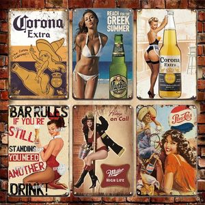 Poster di birra belga Piastra metallica Targhe in metallo Pin-up vintage Targa decorativa Targa decorativa Pub Bar Man Cave Club Decorazioni per pareti Accessori per ragazze sexy Dimensioni pittura 30X20 cm w01