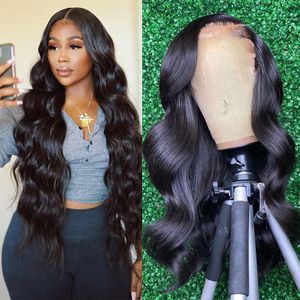 Syntetiska peruker 13x6 Transparent Human Hair Spets Frontal Wig For Women Raw Indian Wavy 13x4 Body Wave HD Front Closure Sale 230221