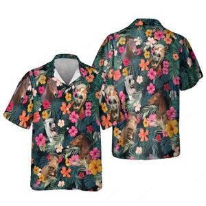 Mäns avslappnade skjortor Jumeast hästpalmträd blad Män blommor dinosauri Hawaiian strandskjorta Skull Blusar Rabbit Graphic Gothic Youth Clothes 230221