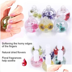 Nail Treatments Cuticle Oil Treatment Dry Flower Natural Nutrition Liquid Soften Agent Nails Edge Protection Care Body Health Gift D Dho6Q