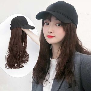 Ball Caps New Baseball Cap with Synthetic Hair Extension Fashion Long Curly Hair Extension with Baseball Caps Female R230220