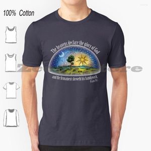 Herren-T-Shirts, flache Erde, Psalm 19: 1 (Das Firmament), Baumwolle, für Männer und Frauen, weiches Mode-T-Shirt, Erde, Bibelvers, Psalm