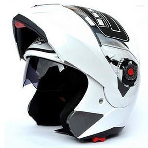 Motosiklet Kaskları Jiekai Flip Yukarı Kask Güvenliği Çift lens Dot Eco Moto Motor Motosiklet İç Güneş Vizörü