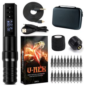 Tatueringsvapen Kits Ambition Professional Wireless Tattoo Machine Kit Pen med bärbar Power Coreless Motor Digital LED Display för kroppskonst 230220