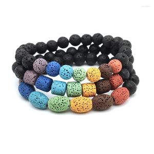 Strang Verschiedene 8mm Kubische Sieben Chakren Armband Lavastein Ätherisches Öl Diffusor Schwarze Perlen Buddha Yoga Frauen Männer Schmuck