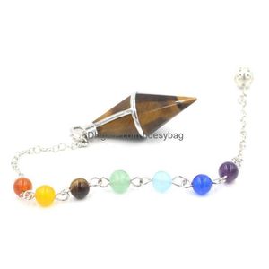 Charms Bluestar Natural Healing Crystal Hexagon Stone Chakra Bohemian Pendum Rose Quartzs Pendant Link Chain Lucky Jewelry D Dhtst