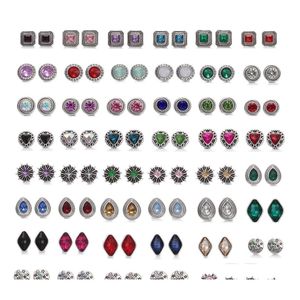 Cazibe bilezikler karışık stiller Noosa parçaları 12mm kristal çıtçıt düğmesi mücevher kare küp üçgen rhinestone diy bileklik halka parti d dhzsa