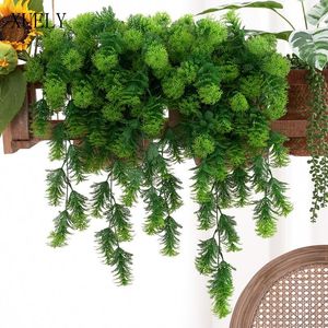 Fiori decorativi 25 foglie di vite verde appeso a parete eucalipto artificiale piante in rattan persiano decorazioni per giardino domestico soffitto per matrimoni finto