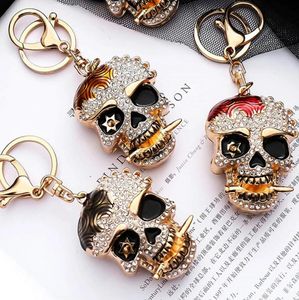 Creative Metal Rhinestone Skull Head Keychains Pendant Men's Skeleton Keychain Ladies Bag Accessories Gift