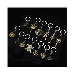 Schl￼sselanh￤nger Lanyards Cartoon Pirat Wang Luffy Schl￼sselkette St Hut Skelett Logo Animation peripherer Metallschl￼sselring Anh￤nger Drop DHSLT DHSLT