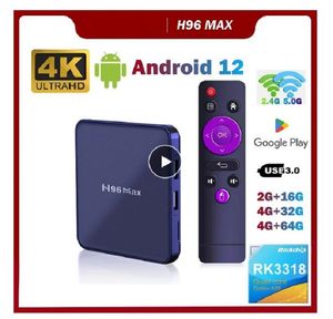 H96 max v12 rk3318 caixa de tv inteligente android 12 4g 64gb 32g 4k duplo wifi bt media player h96max tvbox conjunto caixa superior 2gb16gb