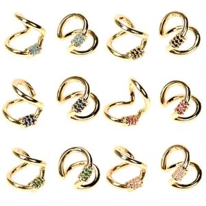 Серьги обруча Huggie Eyika Fashion Simple Double Layer Carabiner Shape Ear Cuff Pave Multi -Pain Циркон Стабируемый клип для женщин -ювелирных изделий GI