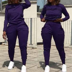 Two Piece Dress Women Gym Running Suit Solid Long-Sleeved Workout Tracksuit Sets Jogging Sweatsuits Outfitst Sport Set