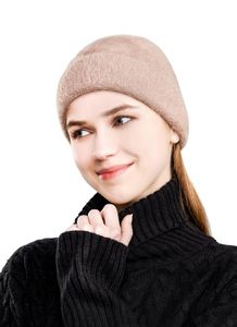 Beanies Beanie/Skull Caps Style Ladies Autumn/Winter Dome Cashmere Sticked Hat Solid Color Double-Sided Hedging Ear Cap Outdoor Warm