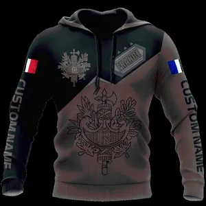 Herren-Kapuzenpullover, Sweatshirts, Frühling und Herbst, Damenmode, lässiger Kapuzenpullover, personalisierte Frankreich-Armee, 3D-Allover-bedruckte Jacke/Reißverschluss – 04