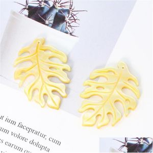 Charms 1Pair Yellow Shell Leaf Mother Of Pearl Monstera Ceriman Pendant Mop Diy Necklace Earrings Dangle Leaves Jewelry Making Dhn06