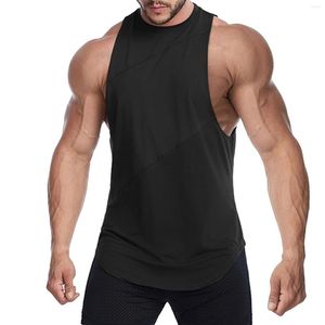 Herren -Tanktops Mann Hemd Herren Eisseide Weste Fitness breite Schulter laufend Sport nahtloses schnell trocknendes Crop Top Kleid gestreift T T.