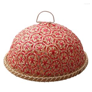 Christmas Decorations CX Handmade Bamboo Fruit Plate Bread Basket Creative Round With Lid Insect-Proof