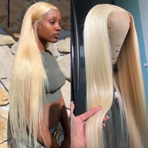 Lace Wigs 613 Wig Bone Straight Human Hair For Women Transparent Pre Plucked Colored Glueless Blonde Front 30 Inch