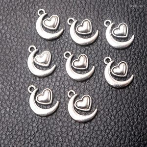 Charms 12pcs/lote prateado lua com charme pingente de metal pingentes de diy colares de pulseiras acessórios para artesanato de joia 17 14mm p697