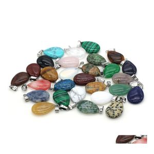 Чары натуральный камень капля воды розовые Quartz Opal Pendants Tigers Eye Lapis Lazi Clear Chakras Gem Fit Serving