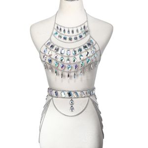 Cinture a catena in vita Catena per il corpo Cintura in vita per donna catena top reggiseno Harness Summer Bikini goccia d'acqua bodychain Summer Festival Jewelry 230220