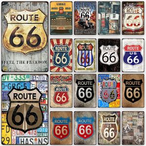 66 Route Vintage Metal Poster American Retro Tin Sign Car Club Garage Wall Art Decoration Plaque for Modern Home Decor Aesthetic 20x30cm Wo3