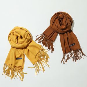 Klassischer einfarbiger Schal für Damen, Jahrestagung, kaschmirähnlicher Geschenkschal, Herbst und Winter, neuer, passender warmer Schal mit Quaste