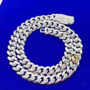 12 -миллиметровое мужское ожерелье VVS Moissanite Clasp Solid Sterling Silver 925 Miami Cuban Link Chain