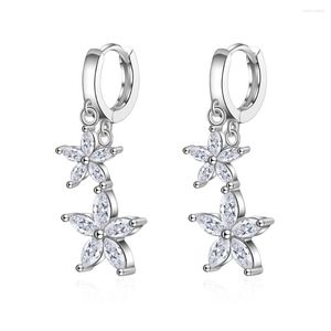 Dangle Earrings Flowers Earings For Women Fashion Jewelry 2023 Inlaid Zircon Short Drop Sweet Temperament Birthday Gifts Girls