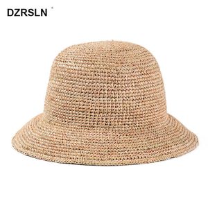Wide BriM Hut Hats Luxus Raffia Häkelschaufel Hut für Frauen Desger Marke Sommerfaltbare Strandhüte Ladies Sonnenhadet Sonnenhut kostenlos Versand L230222