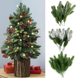 Dekorativa blommor 10st tallgrenar konstgjorda växter jul hem träd dekorationer falska nål girland xmas ornament barn gåva